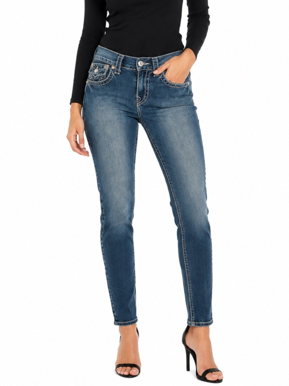 True Religion Skinny Flap Jeans Womens Size 29 Y2KCore Low Rise Designer Denim